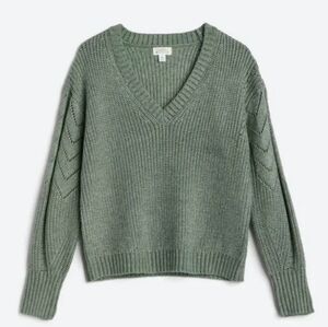 Market & Spruce Kennedy Pointelle Sleeve V-Neck Rib Sweater